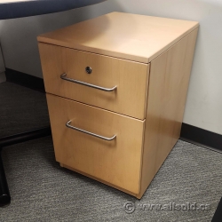 Blonde 2 Drawer Under Desk Pedestal Cabinet, Locking